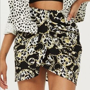 Topshop Leopard Print and Chain Twist Mini Skirt
